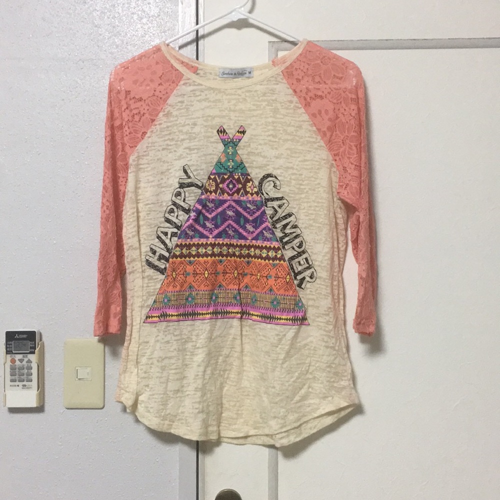 Lace sleeve raglan tshirt